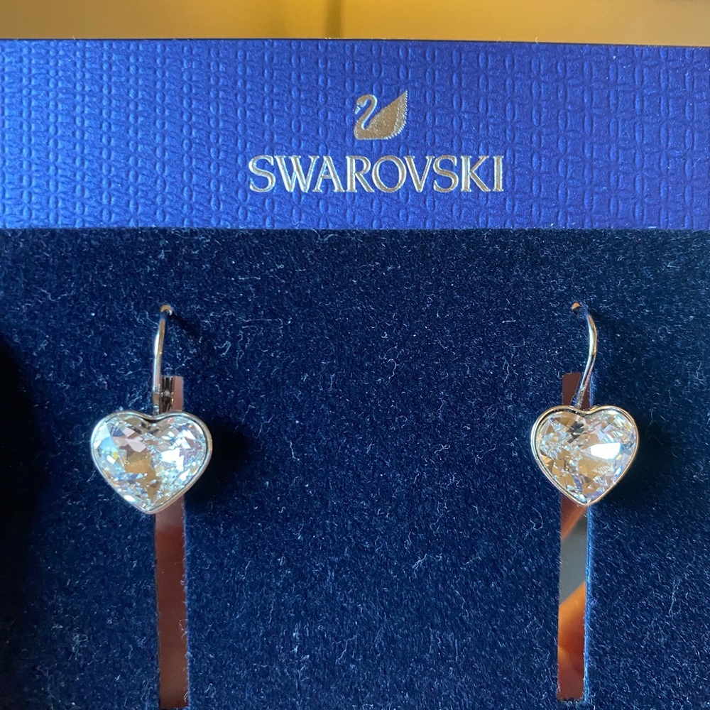 Swarovski heart shaped drop earrings